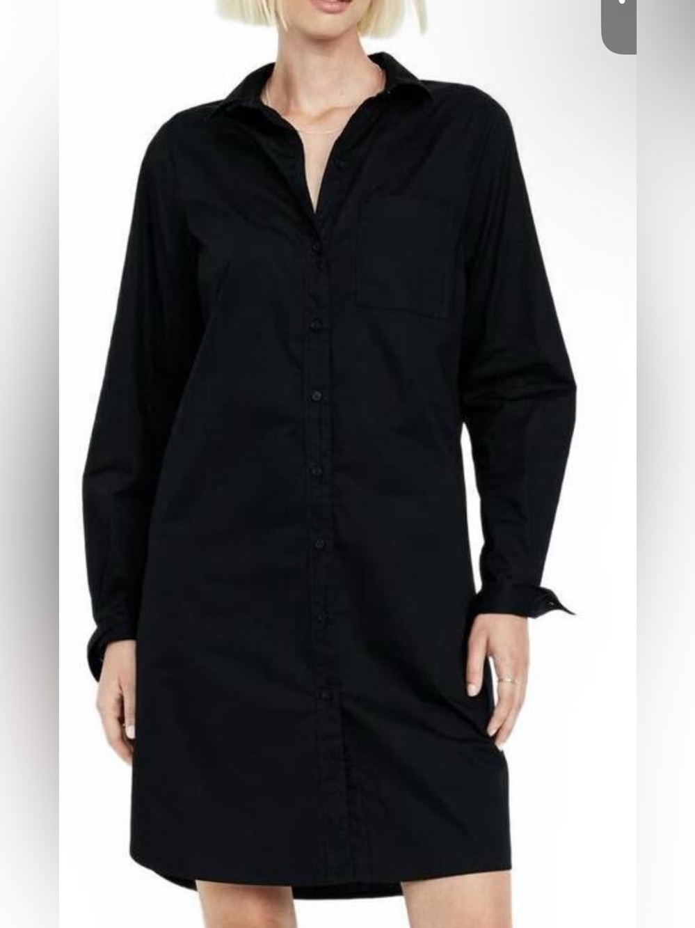Old Navy Black Button-Up Shirt Dress size small long sleeve